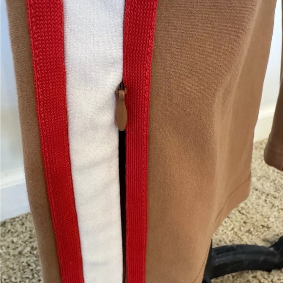 Anthropologie Maeve Martine Ponte track pants Tan with Red Stripe - Picture 4 of 7